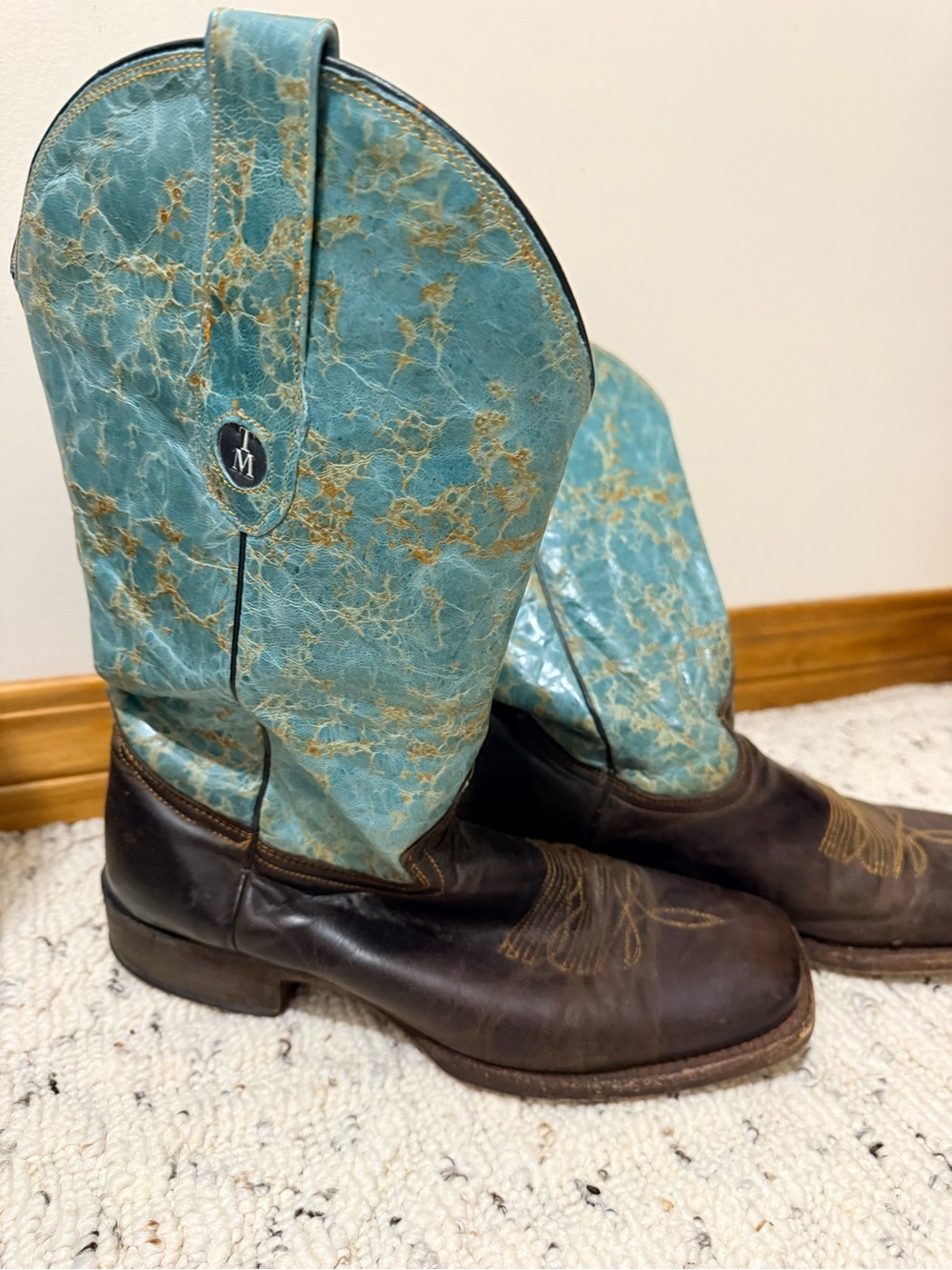Men's Two-Tone Teal & Brown Western Boots